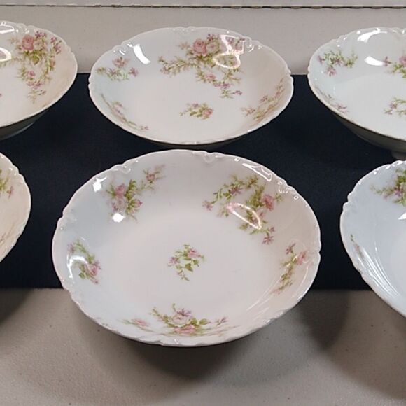 Antique Haviland France Limoges Berry/sauce Bowls Pink Rose (6) - Picture 3 of 10